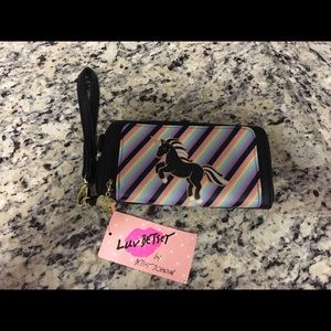 Unicorn Rainbow Double Zip Wristlet Wallet